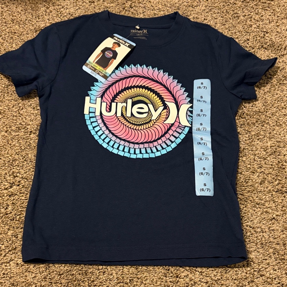 Hurley Dark Blue Tee with Vibrant Spiral Design